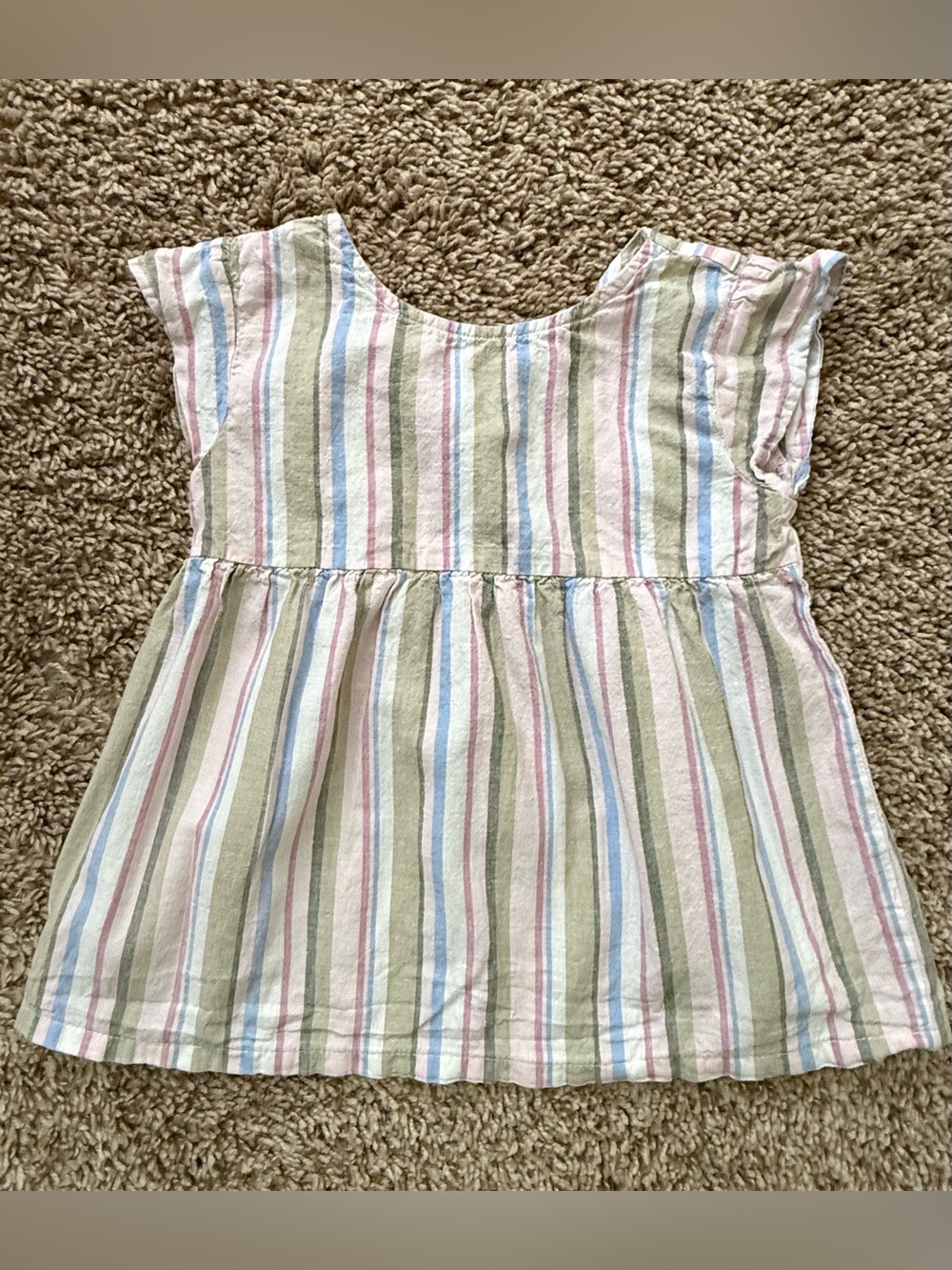 Carter’s Girls 5T Pastel Striped Linen Blend Peplum Top